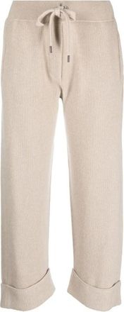 Brunello Cucinelli Beige Ribbed Knit Trousers, Size Medium