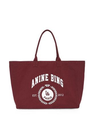 Anine Bing Leo Canvas Tote Collegiate - Fig
