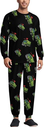 Generic I Love Trash Garbage Trucks Mens Pajamas Set 2 Piece Lounge Set Long Sleeve Pullover And Pants Comfy Sleepwear M