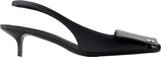 Courr&egrave;ges Pumps, female, Black, 6 UK, Fold Leather Slingbacks