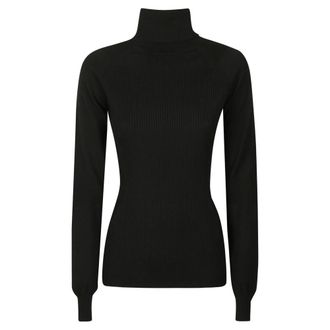Moncler Turtlenecks, female, Black, Size: L Wool Turtleneck Sweater