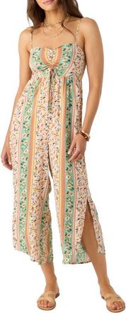 O'Neill Keiko Cora Floral Cutout Wide Leg Jumpsuit in Tapioca at Nordstrom, Size Medium