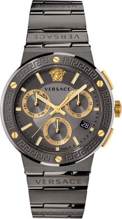 Versace Greca Logo Mens Watch - Luxury Timepiece for Stylish Men - Grey Stainless Steel - One Size