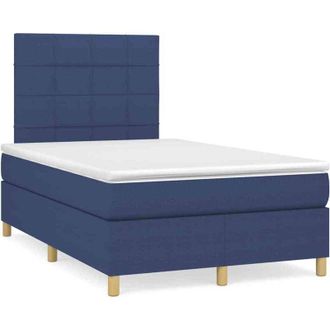 vidaXL Cama Box Spring Con Colch&oacute;n Tela Azul 120x190 Cm Vidaxl
