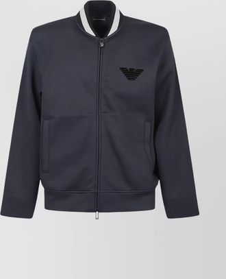 Emporio Armani logo zip-up sweatshirt featuring front pockets