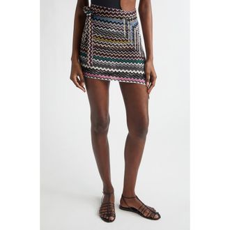 Missoni Chevron Cover-Up Wrap Miniskirt in 0001 Black Multi at Nordstrom