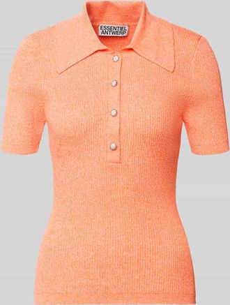 Essentiel Slim Fit Poloshirt aus Baumwoll-Mix Modell JABRIC in Orange Melange, Gr&ouml;&szlig;e XS