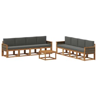 vidaXL Conjunto De Sof&aacute;s De Exterior 7 Pcs Natural Y Antracita Vidaxl