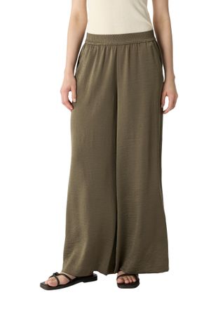 Comma Stoffhose COMMA, Damen, Gr. 38, N-Gr, deep jungle, Web, Obermaterial: 100% Baumwolle, Strukturmuster, loose fit kn&ouml;chellang, Hosen Stoffhose, Sommerho