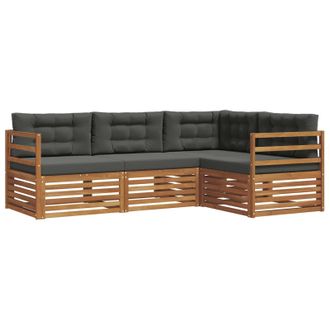 vidaXL Conjunto De Sof&aacute;s De Exterior 4 Pcs Natural Y Antracita Vidaxl