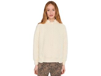 Mod-o-doc Quilte, Long Sleeve Oversized Step Hem Hoodie Womens Sweatshirt Ivory : LG (US 12-14), Cotton/Polyester/Spandex