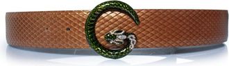 Gucci Pre-owned Womens vintage faux snake belt in brown and green Leather - One Size