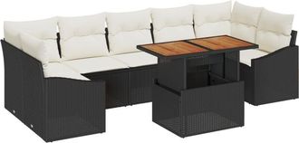 vidaXL Vidaxl - Garden Sofa Set with Cushion with Storage 8 pcs Black, Beige