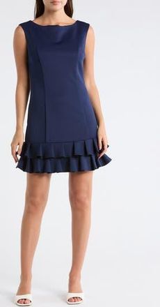 Julia Jordan Sleeveless Ruffle Hem Dress in Spring Navy at Nordstrom Rack, Size 12