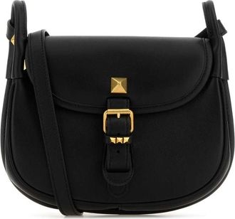 Valentino Garavani Black Leather Flaneuse Crossbody Bag
