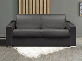 Vente-Unique Divano letto 3 posti a ribalta letto 140cm materasso 22cm Similpelle e Memory foam - Nero - CALITO