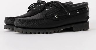 Timberland Mens Timberland Mens Authentic Full Grain Leather Boat Shoe - Black/Dark Brown - Size: 11