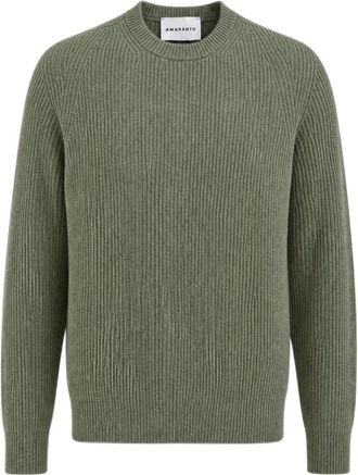 Amaranto B9Ac 0010 73M Gebreide trui met ronde hals - Heren - Ronde hals truien - Groen - XL - Truien & Vesten