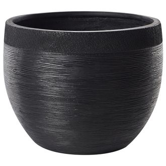Beliani Maceta Negra 50 Cm Macetero Mezcla Arcilla Fibra Resistente Uv Zakros