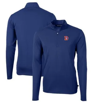 Cutter & Buck Mens Cutter & Buck Royal Denver Broncos Throwback Logo Virtue Eco Pique Recycled Quarter-Zip Big & Tall Pullover Top at Nordstrom, Size X-Large