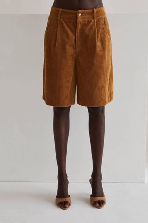 Crescent Myrtle Corduroy Bermuda Shorts In Camel