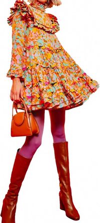 Celia B Coquelicot Long Sleeve Flowy Dress In Multi