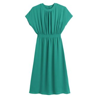 La Redoute Collections Wijd uitlopende lange jurk, elastische taille met smok