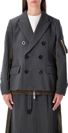 sacai Grey Twill Stripe Jacket
