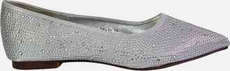 XY London Womens XY London Womens/Ladies Marshall Rhinestone Pointed Flat Ballerina Flats - Silver - Size: 7