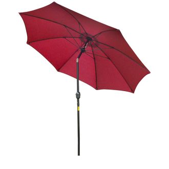 OUTSUNNY 2.7M Patio Umbrella Outdoor Sunshade Canopy w/ Tilt and Crank Wine Red | TJ Hughes