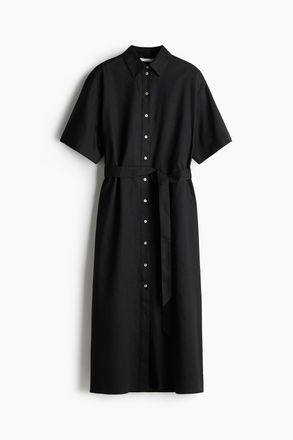 H&M Blusenkleid aus Leinenmix - Schwarz