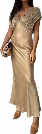 Never Fully Dressed Sequin Elodie Maxi Dress In Gold