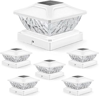 OEM Luces Solares Para Exteriores Con Poste: Paquete De 8 Luces Solares Led De Alta Intensidad Y Doble Modo, Aptas Para Postes De Madera De 3,5x3,5, 4x4, 
