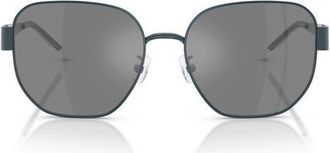 Tory Burch 56mm Irregular Sunglasses in Navy /Dark Grey Flash at Nordstrom