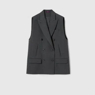 Gucci Wool Vest With Web Insert, Black, Ready-to-wear