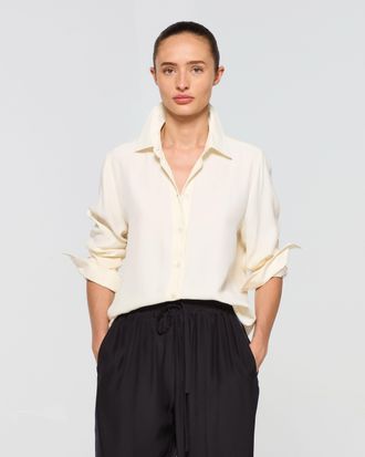 Serena Bute Silk Classic Shirt - Cream