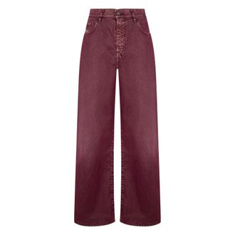 Diesel Wide Jeans, female, Red, Size: W24 Baggy Jeans