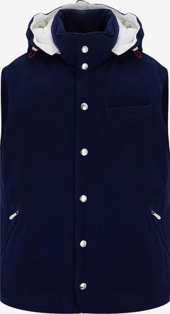 Brunello Cucinelli Wasserabweisende Wollweste mit Daunenf&uuml;llung und Kapuze