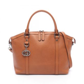 Gucci Brown Leather Handbag Tote Bag (Pre-Owned)