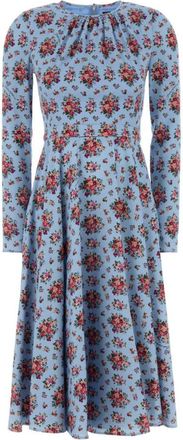 Dolce & Gabbana Light Blue Floral Print Midi Dress