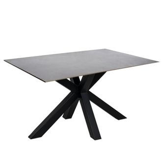 Koketto Home Mesa comedor porcel&aacute;nica 140 cm patas negras tapa gris