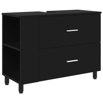 vidaXL Unidad De Tocador De Ba&ntilde;o Negro 80 X 35 X 60 Cm Vidaxl