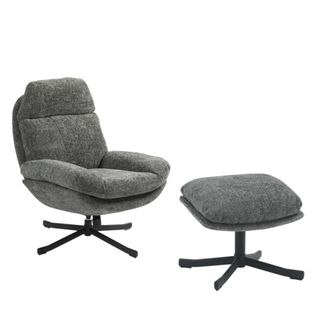 Mathi Design Sill&oacute;n y reposapi&eacute;s en tejido gris