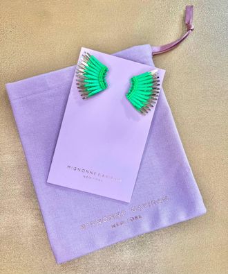 Mignonne Gavigan Mini Madeline Earrings In Neon Green