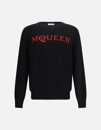 Alexander McQueen Alexander Mcqueen Mens Fine Merino Intarsia Sweater Black - Size: 38