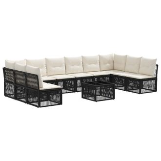 vidaXL Conjunto De Sof&aacute;s De Jard&iacute;n 11 Pcs Negro Rat&aacute;n Sint&eacute;tico Vidaxl