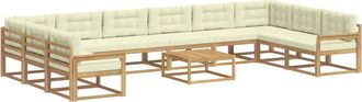 vidaXL Conjunto De Sof&aacute;s De Exterior 11 Uds. Blanco Y Crema Vidaxl