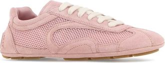Prada Womens Pink Suede And Mesh Montecarlo Sneakers Pesco