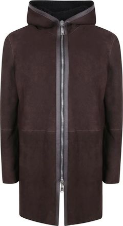 Tagliatore Jassen, Heren, Bruin, M, Wol, Wilson Shearling Jas met Capuchon