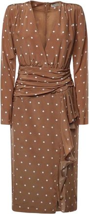 Alessandra Rich Polka Dot Dress With Ruffles